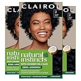 Clairol Natural Instincts Demi-Permanent Hair Dye, 2 Black | Ammonia‑Free, Vegan Hair Color with Coconut Oil & Aloe Vera | Pack of 3