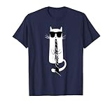 Funny Cat Wearing Sunglasses Playing Clarinet T-Shirt T-Shirt