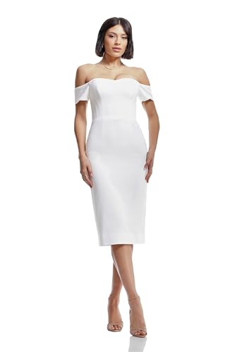 Dress The Population Womens Bailey Off Shoulder Sweetheart Bodycon Midi Sheath, 