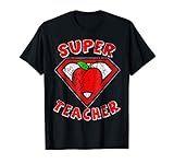 Funny Cute Distressed Super Teacher Superhero Apple Shirt T
