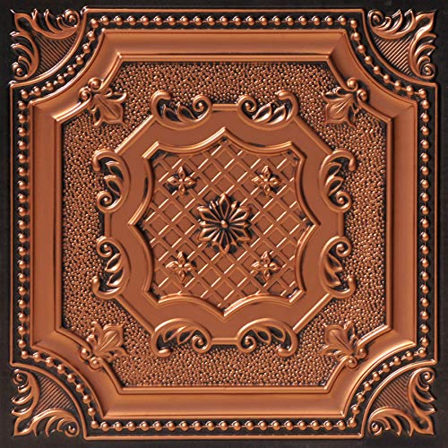 From Plain To Beautiful In Hours 258ac-24x24-25 My Beautiful Damaris PVC 2 x 2 Lay-in or Glue-up Ceiling Tile (Covers / 100 sq.ft), Antique Copper, 25