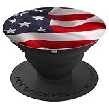 USA American Flag Design 4th of July Gift On Black PopSockets Adhesive PopGrip
