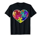 Heart Autism Puzzle Piece Shirt - Autism Vintage Print T-Shirt