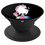 Funny Chubby Unicorn Rainbow Gas Powered Fart On Black