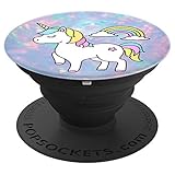 Cute Prancing Blinking Unicorn With Rainbow On Pastel
