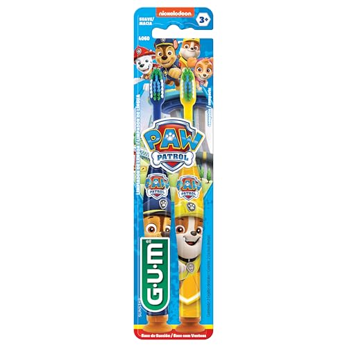 GUM - Cepillos Dentales Infantiles Paw Patrol (2 Piezas) - Suaves y Ergonómicos para Niños