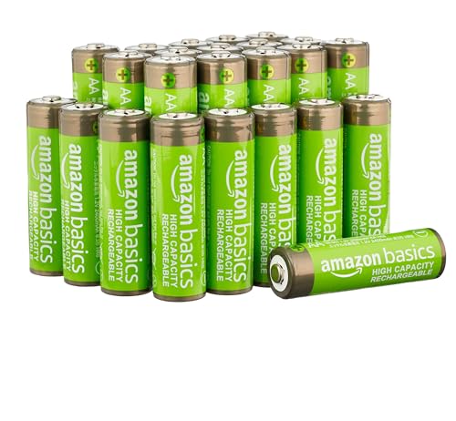 Amazon Basics Lot de 24 piles rechargeables AA NiMH haute capacité, 2400 mAh, 1,