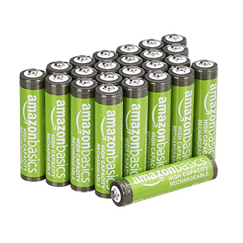 Amazon Basics Lot de 24 piles rechargeables AAA NiMH haute capacité, 850 mAh, 1,