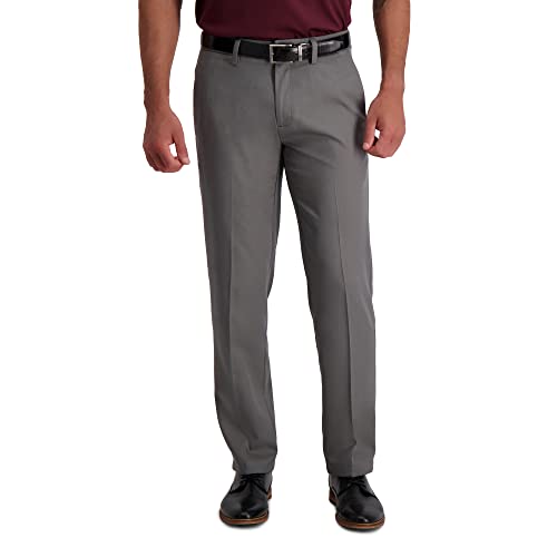 Haggar Cool 18 Pro - Pantalón Delantero Plano para Hombre - Gris - 30W x 32L