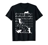 Cute Cat Kitty Playing Music Clef Piano Musician Art T-Shirt