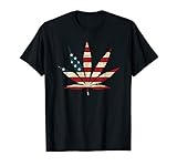 USA Flag Marijuana Leaf - Funny US Flag Pot Weed T-Shirt