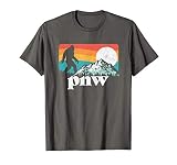 Pnw Pacific Northwest Bigfoot Mountains Retro 80S Graphic T