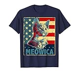 Meowica Cat 4th of July Patriotic American Flag Gift Women T-Shirt