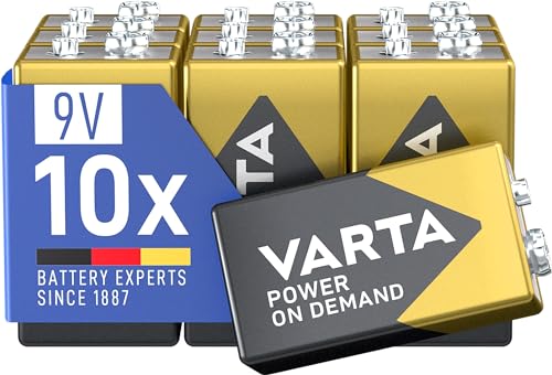 VARTA Pilas de Bloque 9V, paquete de 10, Power on Demand, Alcalinas, paquete de 