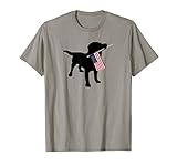 Black Lab Dog Holding July 4th Patriotic USA Flag T-Shirt T-Shirt