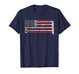 Hockey Stick Usa Flag Faded Hockey Player T Shirt