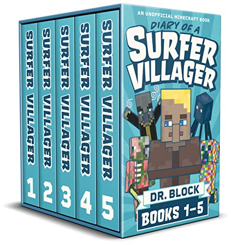 Diary of a Surfer Villager, Books 1-5: (a collection of unofficial Minecraft books) (Minecraft Books: Complete Diary of a Minecraft Villager Book 1) book cover