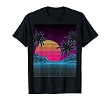 Vaporwave Aesthetic Sunset Mountains Palms Retro T Shirt T S