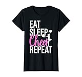 Funny Cute EAT SLEEP CHEER REPEAT T-Shirt Love Girls Gift T-Shirt