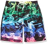 Idgreatim Swim Trunks For Boys 3D Colorful Smoke Graphic Pri