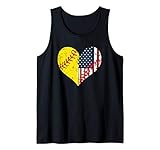 Softball Heart American Flag 4th of July Gift Tank Top