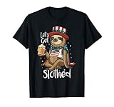 Let S Get Slothed Patriotic Sloth Pun 4Th Of July Dark T Shi