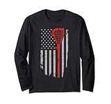 Vintage American Flag Lacrosse Youth Apparel, Boys Men USA Long Sleeve T-Shirt