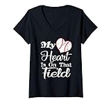 Womens My Heart Is On That Field Baseball V Neck T Shirt