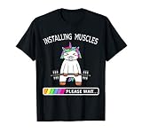 Installing Muscles Unicorn Rainbow Weightlifting Gift TShirt T-Shirt