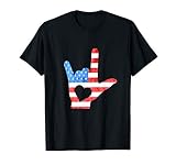 Asl American Sign Languages Usa 4Th July Hand Talking T Shir