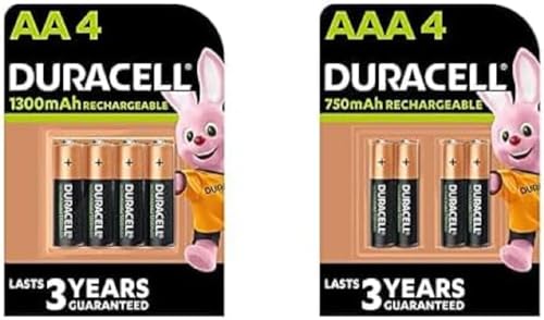 Duracell - Pilas Recargables AA 1300mAh + AAA 750 mAh (2 paquete de 4)