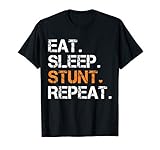 Eat Sleep Stunt Repeat Orange Cheerleader Girl Gift Cheer T-Shirt