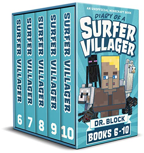 Diary of a Surfer Villager, Books 6-10: (a collection of unofficial Minecraft books) (Minecraft Books: Complete Diary of a Minecraft Villager Book 2) book cover