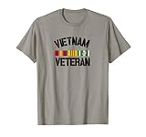Patriotic American Creations by Revinct Designs Vietnam Veteran Pride Service Ribbon T-Shirt - Men's Grey Classic Fit Short Sleeve T-Shirt - Size Small