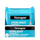 Neutrogena HydroBoost Facial Cleansing & Makeup Remover Wipes with Hyaluronic Acid, Hydrating Pre-Moistened Face Towelettes to Cleanse &Remove Dirt, Makeup & Impurities, Twin Pack, 25 ct