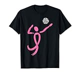 Volleyball Pink Ribbon Breast Cancer Awareness Sport Gift T-Shirt