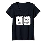 Womens Periodic Table OMg The Element Of Surprise Funny Science V-Neck T-Shirt
