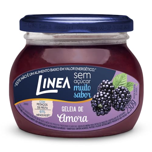Linea Geleia de Amora 230g Sem Adição de Açúcar, Com Pedaços de Fruta