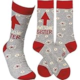 Primitives by Kathy Novelty Socks, Colorful Woven Design with coordinating "Awesome Sister" sentiment/Christmas/Birthday/Graduation/Cotton, nylon, spandex. One size fits most, LOL Collection