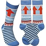 Primitives by Kathy Novelty Socks, Colorful Woven Design with coordinating "Awesome Grandson" sentiment/Christmas/Birthday/Graduation/Cotton, nylon, spandex. One size fits most, LOL Collection