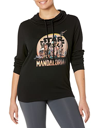 Fifth Sun Mandalorian Charcter Action Pose Camiseta, Negro, L para Mujer