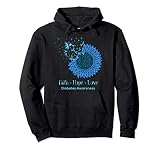 Sunflower Faith Hope Love Diabetes Awareness Diabetic Gifts Pullover Hoodie