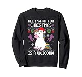 All I Want For Christmas Is A Unicorn Ugly Christmas Sweater Sweatshirt, Adult Unisex, Black, Medium