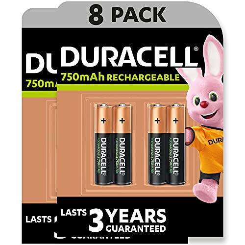 Duracell Rechargeables Piles AAA (lot de 8), 750 mAh NiMH, 1000 recharges, pré-c