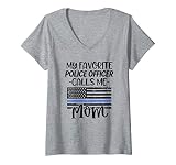 Womens My Favorite Police Officer Calls Me Mom Gift Thin Blu