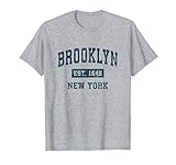 Brooklyn New York Ny Vintage Sports Design Navy Print T Shir