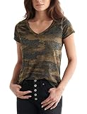 Lucky Brand Camo Burnout Tee Green Multi Xs Us 0 2