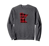 Popular I Love Minnesota Buffalo Plaid Heart Mn Sweatshirt