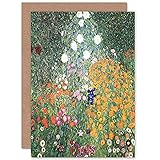 Artery8 Gustav Klimt Flower Garden 1907 Fine Art Greeting Card Plus Envelope Blank Inside