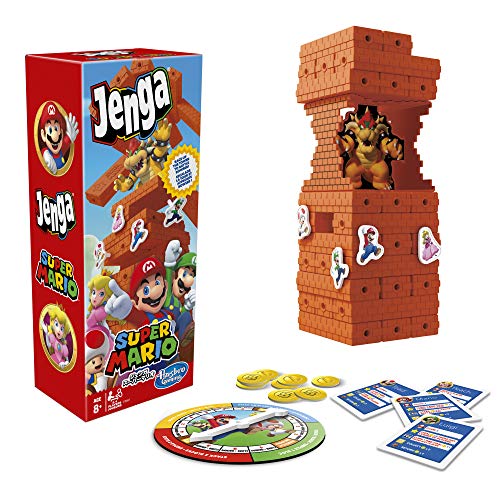 Hasbro Jenga: Juego de Super Mario Edition, Juego de Torre apilable de Bloques para fanáticos de Super Mario, a Partir de 8 años (Exclusivo de Amazon)